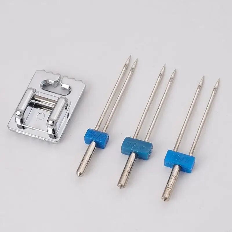  Sewing Machine Double Needle for Decorative Seams and Pintucks 2/90 3/90 4/90 Twin Needle and Presser Foot Set