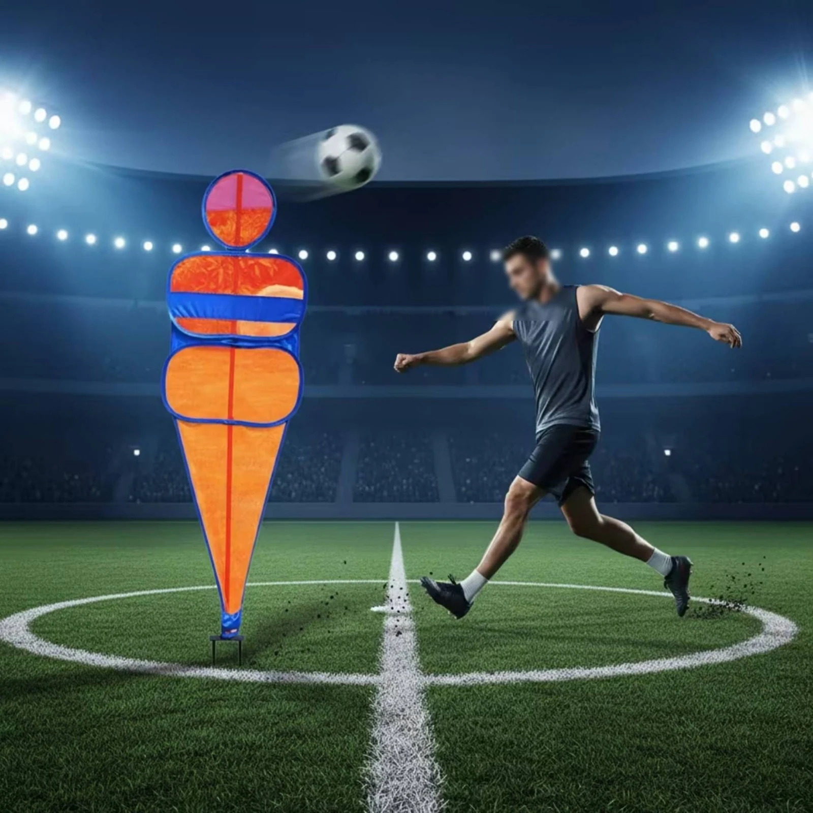 Mannequin de football pliable offert avec picots de fixation au sol, défenseur mural de football stable, mur de tir au but pratique