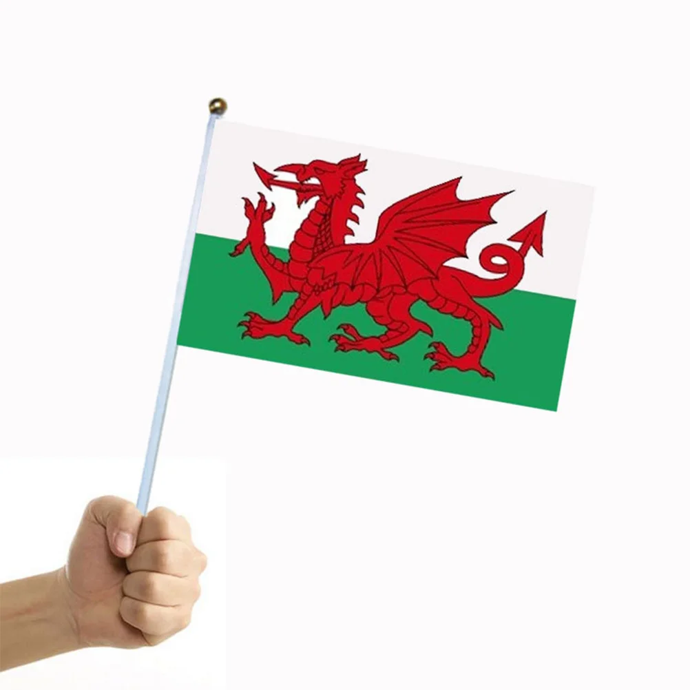 

10pcs Hand Waving Flags Mini Polyester Waving Flags 14X21Cm For Games School Parade Office Desk Table Decor Lightweight