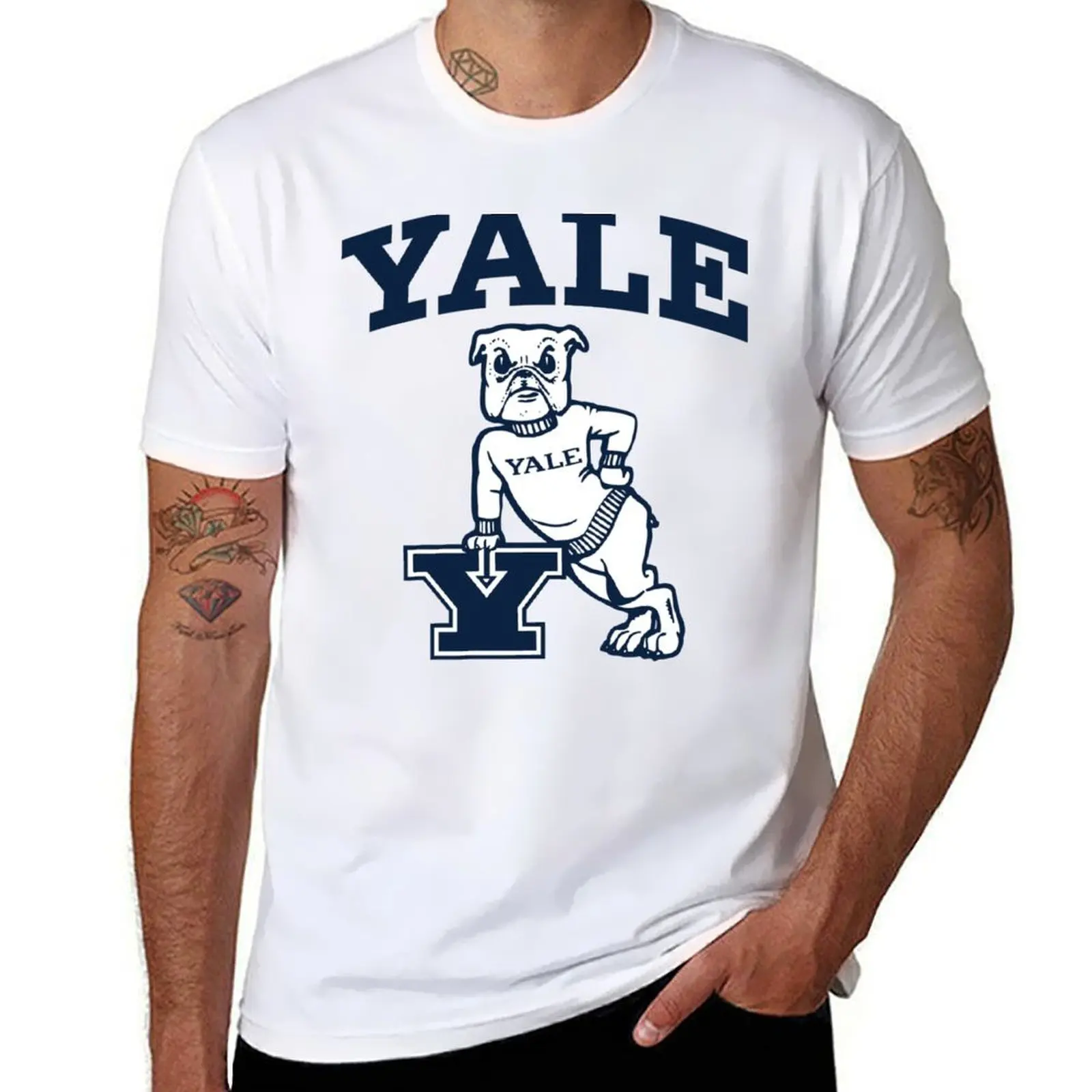 Yale Bulldog T-shirt Short sleeve tee blacks tees sweat mens graphic t-shirts hip hop