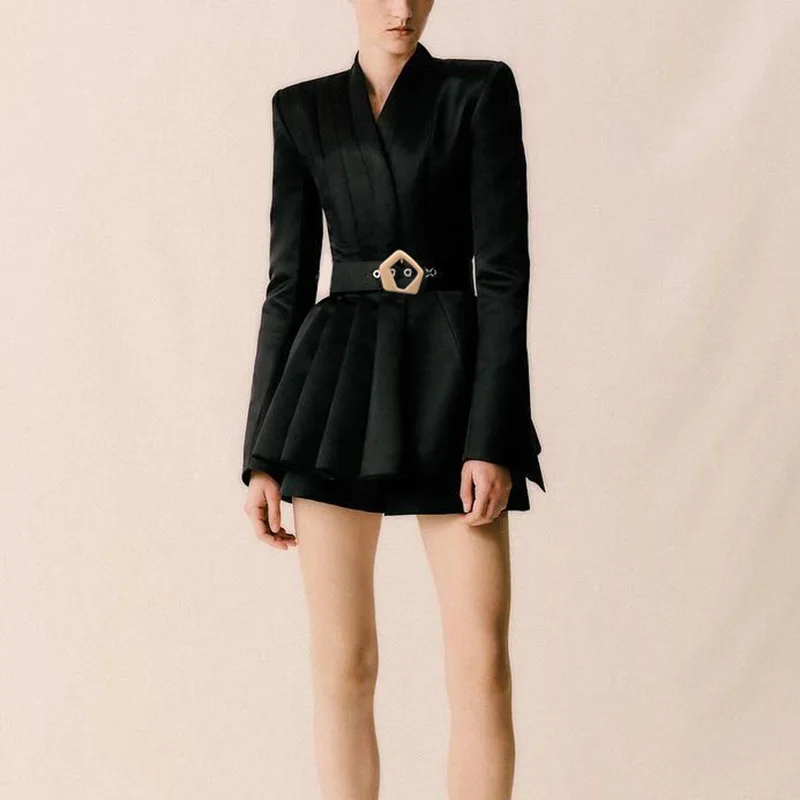 

Женский облегающий однотонный костюм в британском стиле в стиле OL, модная осенне-зимняя одежда