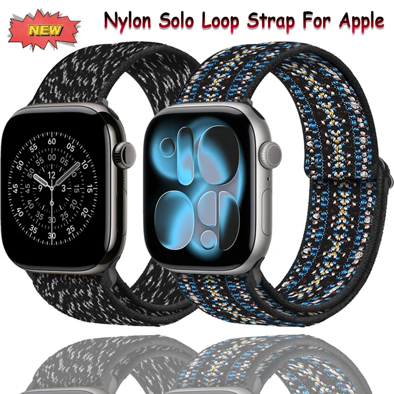 Nylon Solo Loop Strap für Apple Watch Ultra 3 49 mm 11 10 42 mm 46 mm geflochtenes weiches Armband iWatch 9 8 7 45 mm 41 mm 6 5 4 SE 44/40 mm