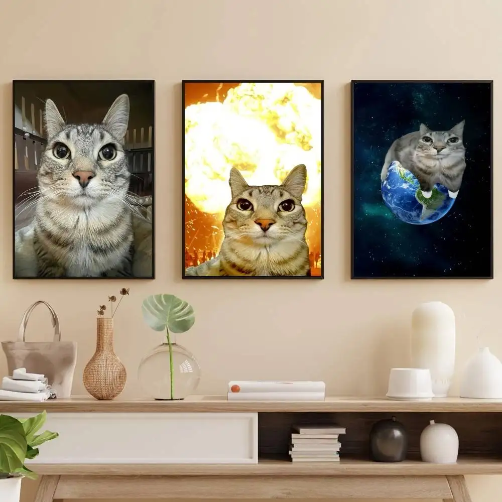 مضحك القط ميمي ملصق فني ذاتي اللصق مقاوم للماء ورقة ملصق مقهى بار غرفة #1