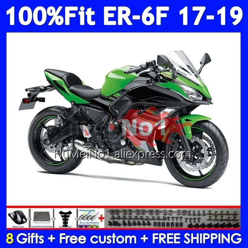 

Инъекционный корпус для KAWASAKI NINJA 650R ER-6F, зеленый ER6 ER 6F 6 F 248No.23 ER6F 17 18 19 650 R 2017 2018 2019 OEM обтекатель