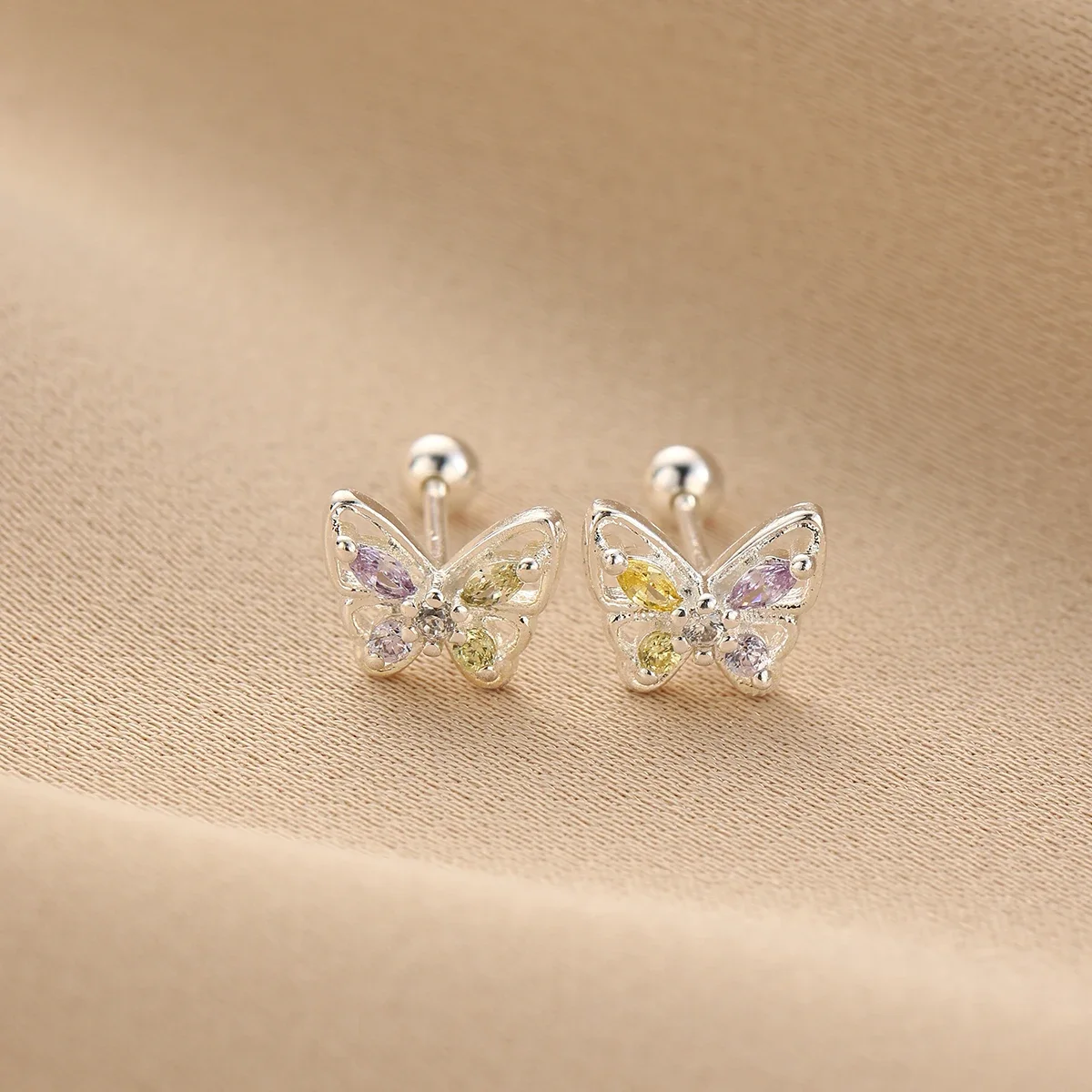 Silver Color Astronaut Helix Ear Piercing Stud Earrings for Women Mini Zircon Star Moon Tragus Cartilage Piercing Jewelry Gift view 5