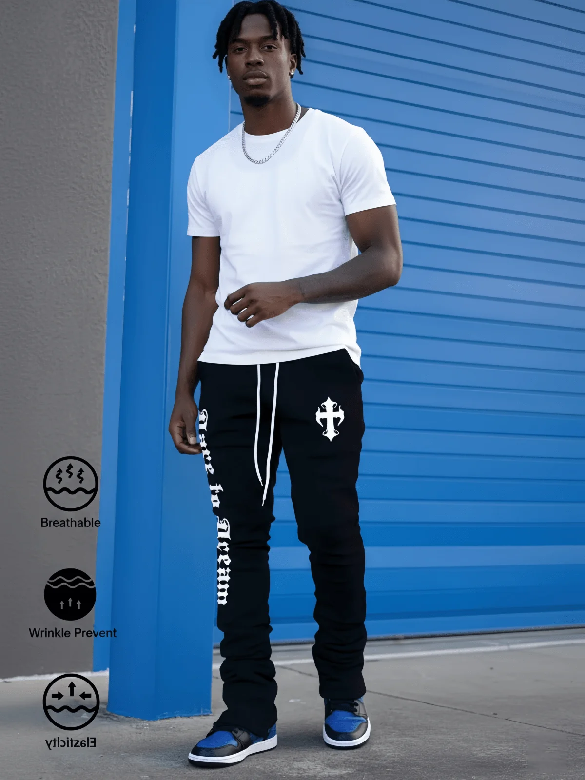 Embroidery Jersey - Çift Kişilik Pantolon, Unisex Yüksek Kaliteli
