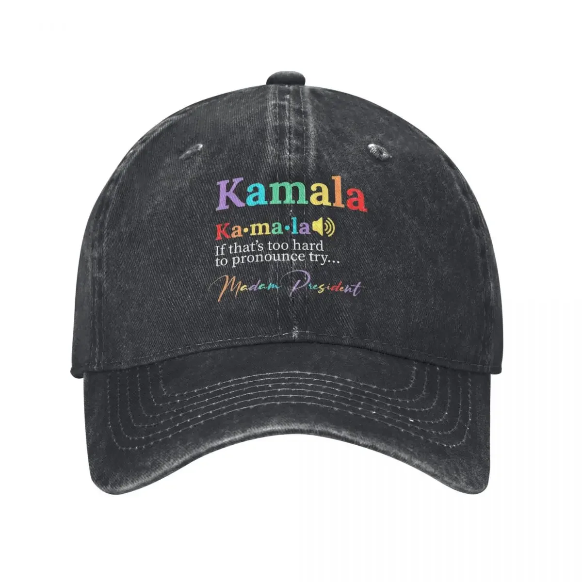 Kamala Harris Madam President Election 2024 Trucker Hat Merchandise Distressed Washed Casquette Dad Hat For Unisex Adjustable