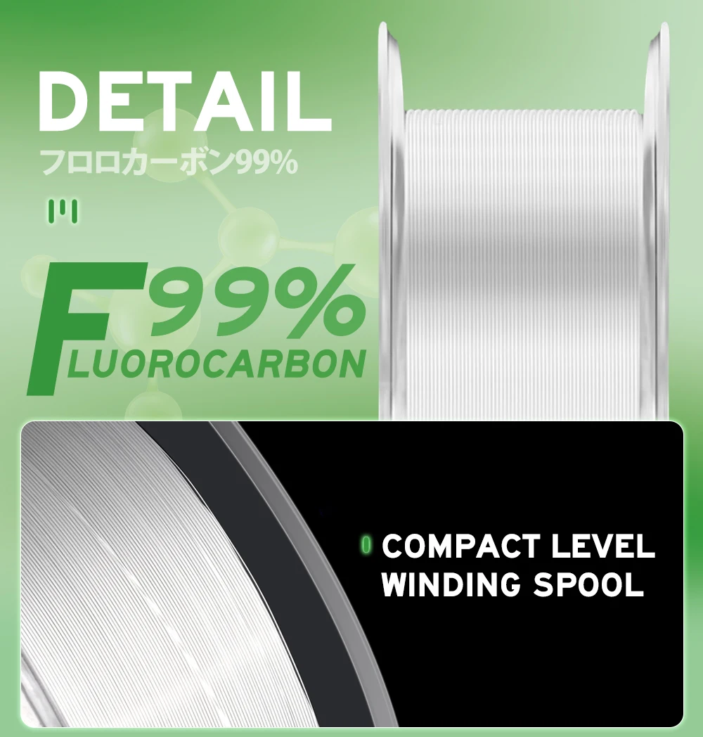 ZUKIBO Angelschnur aus 99 % Fluorkohlenstoff, japanisches Vorfachmaterial, hohe Klarheit, geringe Sichtbarkeit und Dehnung, sehr abriebfest, schnell sinkende Angelschnur, 100 m, 300 m, 500 m, 1000 m Vorfach-Hauptschnur – Detail 9