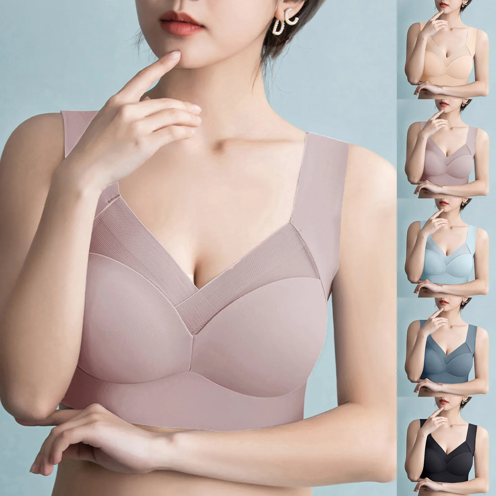 

2024 Women Seamless Ice Silk Bra Removable Chest Pad Lifting Bralette Underwear No Steel Ring Breathable Push Up Yoga Vest Bras