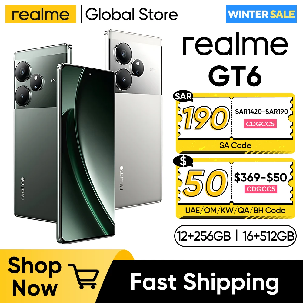 realme GT6 5G 6.78 120Hz 6000nit Display Smartphone Android 14 Next AI Snapdragon 8s Gen 3 Processor 5500mAh 120W Battery NFC