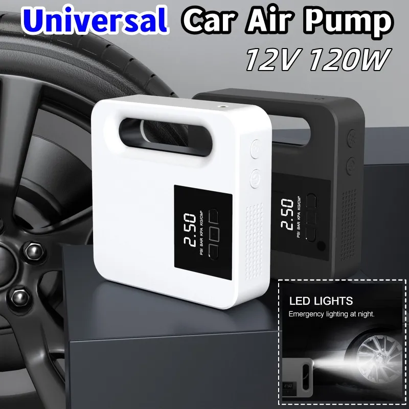 12v 120w universal portátil auto display digital bomba de ar do carro elétrico pneu inflator bomba de pneus com luz led compressor de ar