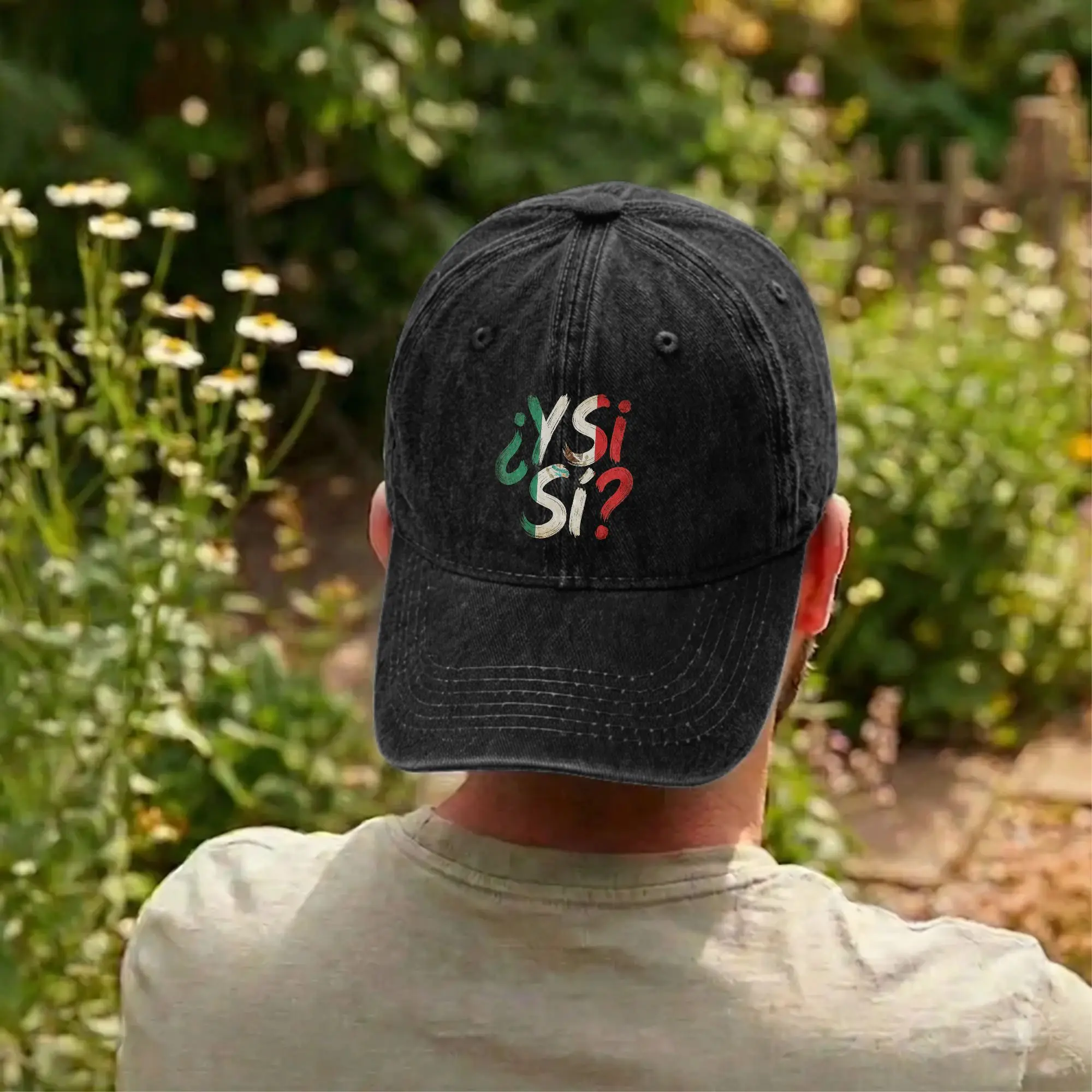 Casquette de baseball Y Si Si Spanish Quote Optimistic en denim vieilli, motif drapeau du Mexique, réglable, toutes saisons