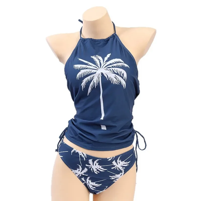 المحافظ عبر أكثر من طباعة شجرة جوز الهند شنقا الرقبة بيكيني أعلى منفصلة أسفل بحر سلسلة التعادل الشاطئ بدلة السباحة