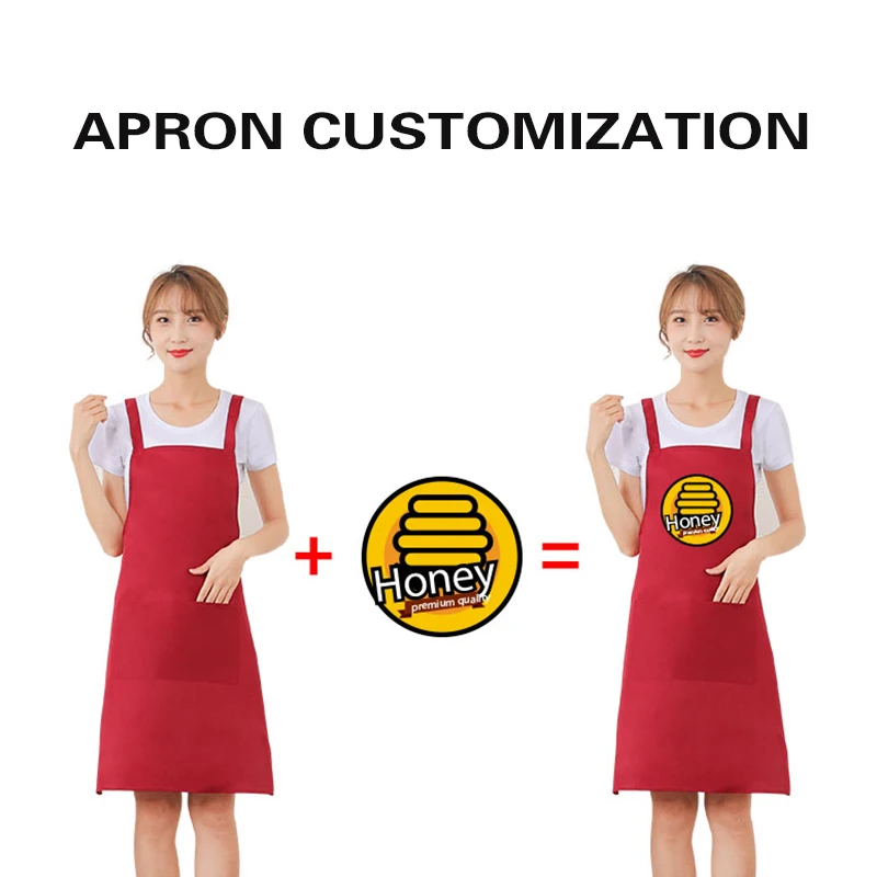 Anti-fouling Wear-resistant Hanging Neck Advertising Apron Custom LOGO Kitchen Hot Pot Shop Apron Work Clothes Printing