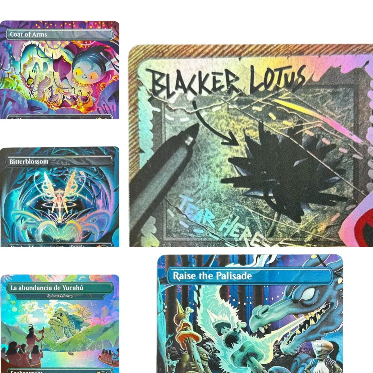 

Foil SLD (Blacker Lotus/Coat of Arms/Bitterblossom/Raise) Magical Proxy Cards Quality Gathering Board Playing Game Trading Cards