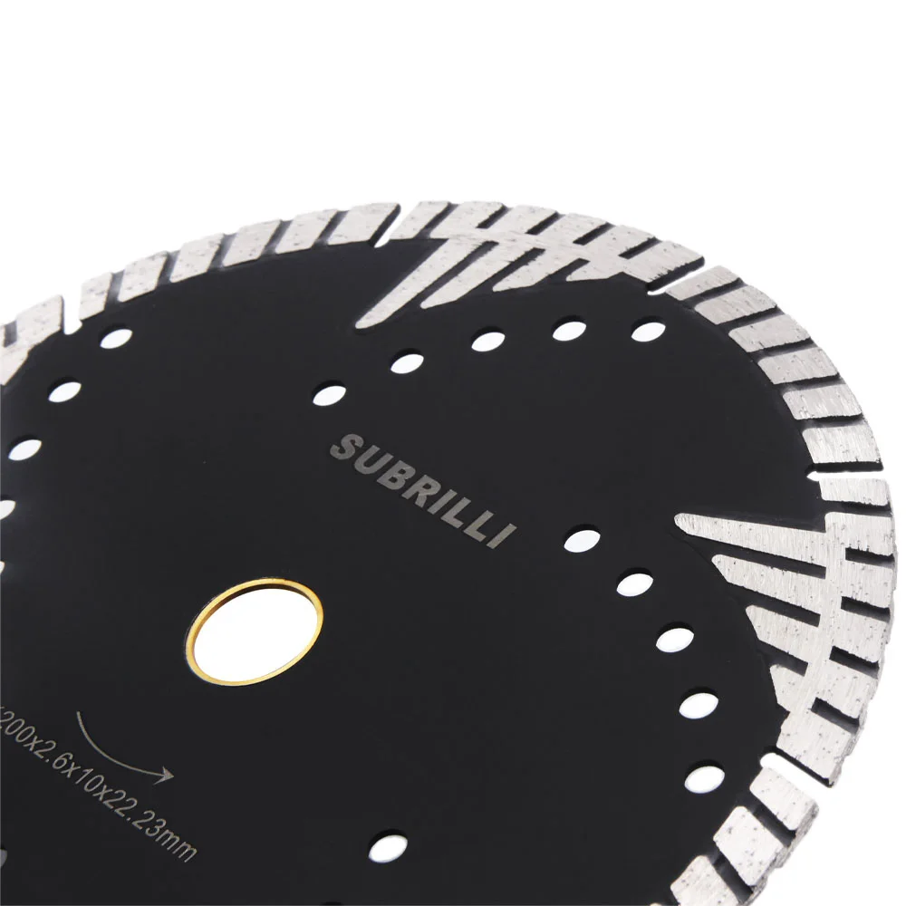 8 Inch Diamond turbo Blade 200mm Hot pressed Cutting Disc with Slant Protection Teeth for Stone Granite Marble Concrete Cutting