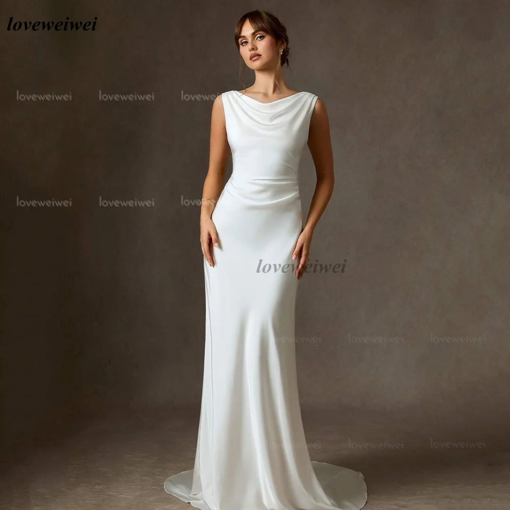 カスタムメイドのウェディングドレス マーメイド エレガント シンプル ブライダルガウン タンク バックレス 花嫁衣装 ウェディングドレス