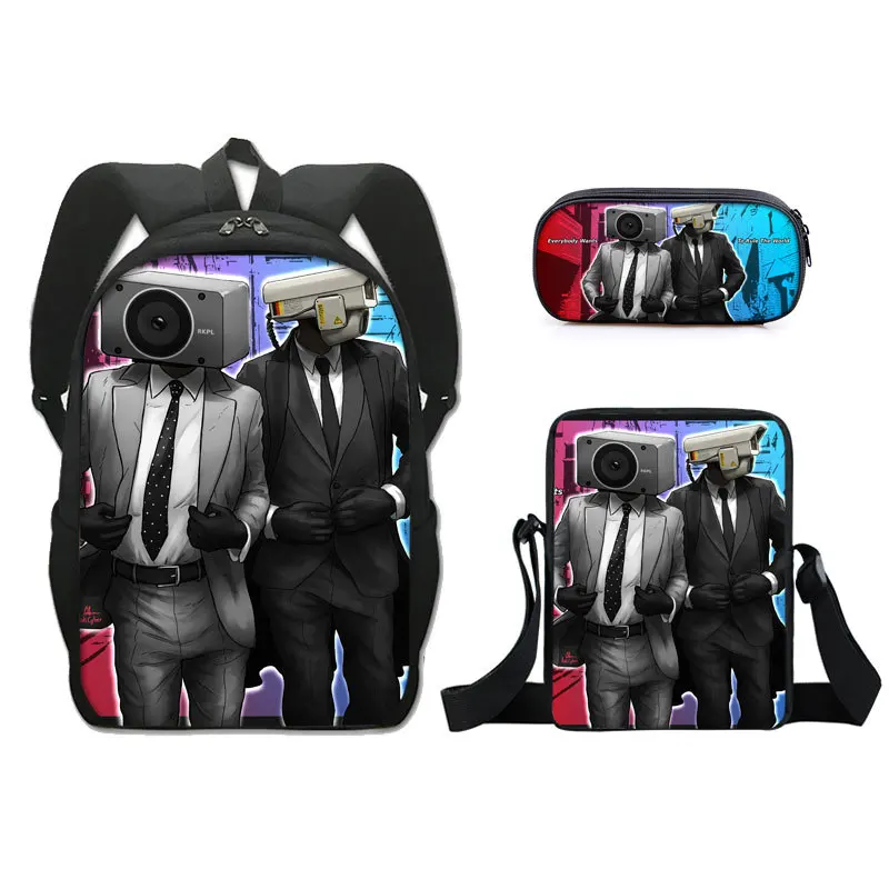 Harajuku Youthful skibidi toilet 3D Printed 3pcs/Set Student Travel bags Laptop Daypack Backpack Shoulder Bag Pencil Case