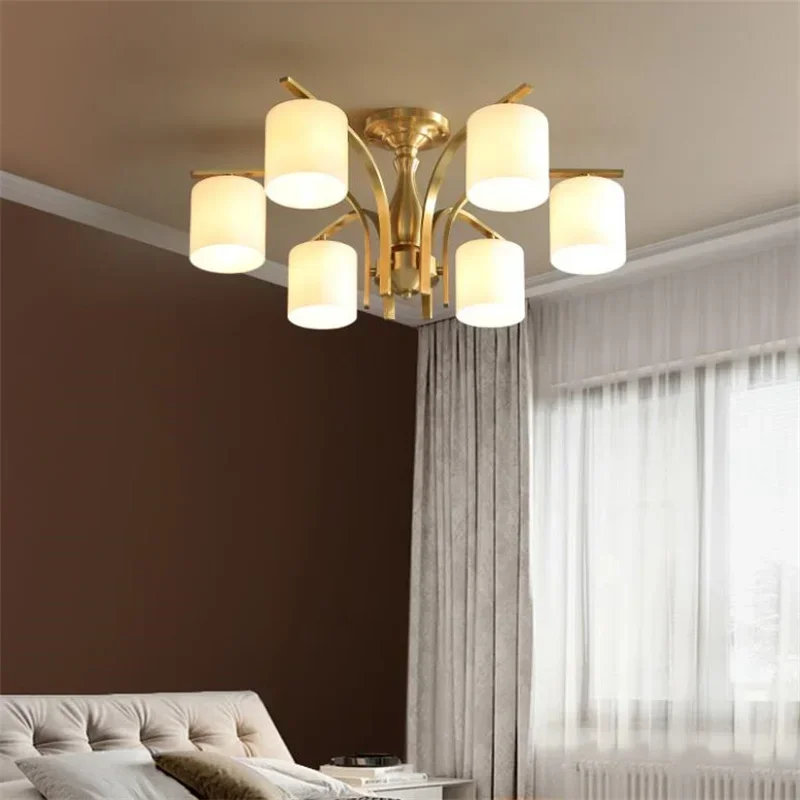 All copper American ceiling lamp living room bedroom lamp study lamp atmosphere simple modern copper Nordic lamps #2