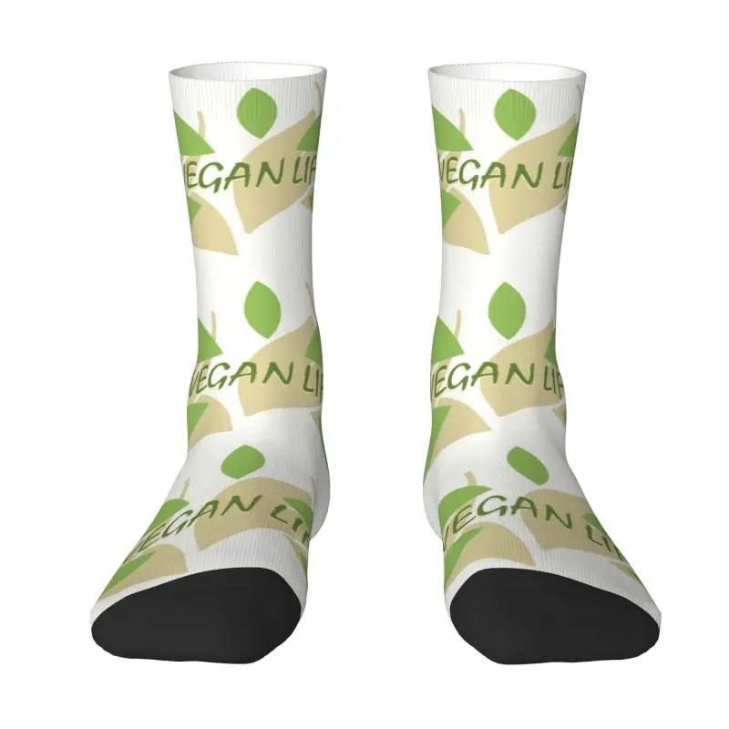 Vegan Life Mens Crew Socks Unisex Fun Leaf Outside Tree Leaves Spring Summer Autumn Winter Dress Socks