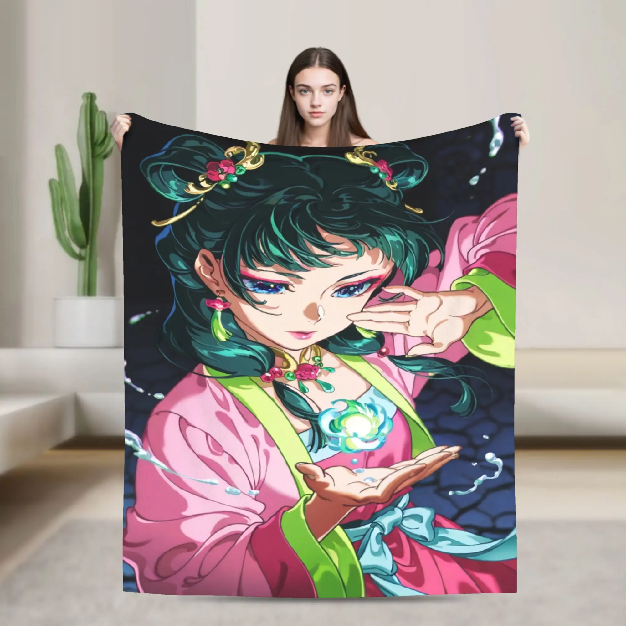 The Apothecary Diaries Anime Blanket Cover Flannel Maomao Lightweight Thin Throw Blankets for Car Sofa Couch Bed Rug