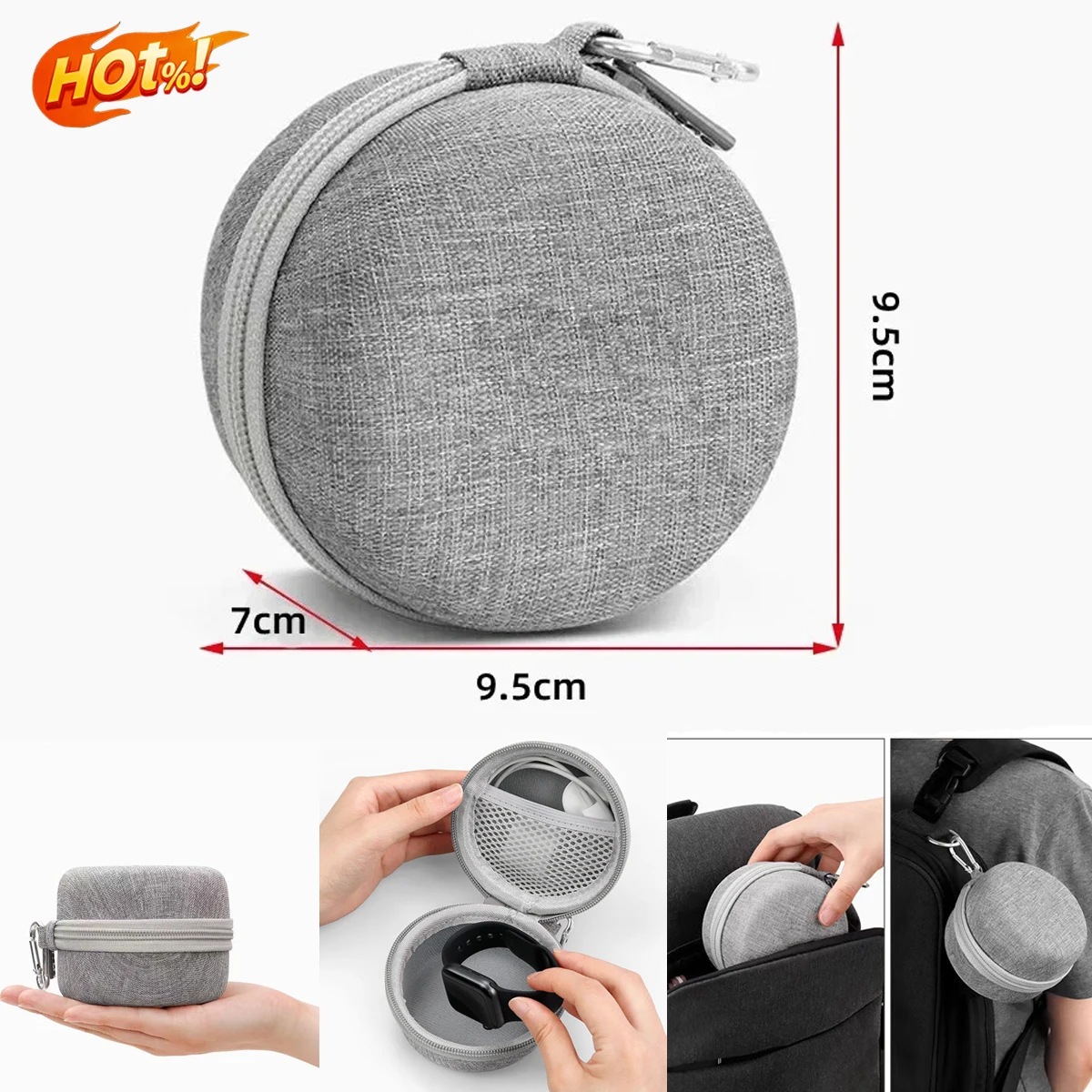 EVA Single Watch Travel Case Portable Storage Organizer Box Holder Shock-Resistant Waterproof Smartwatche Zippered Container Box