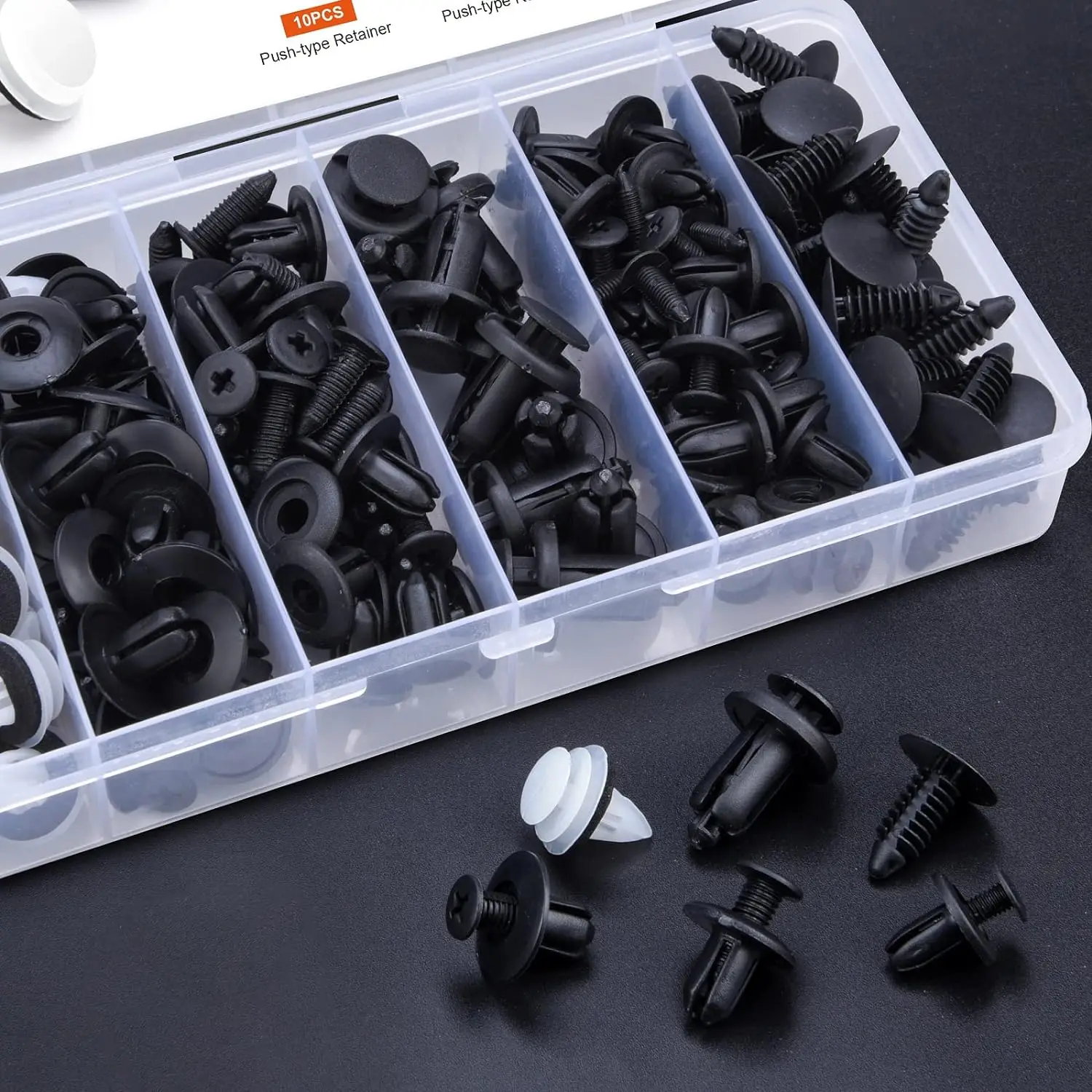 New 140PCS boxed buckle set with 6 different universal buckles for automobiles, nylon bumper fixing