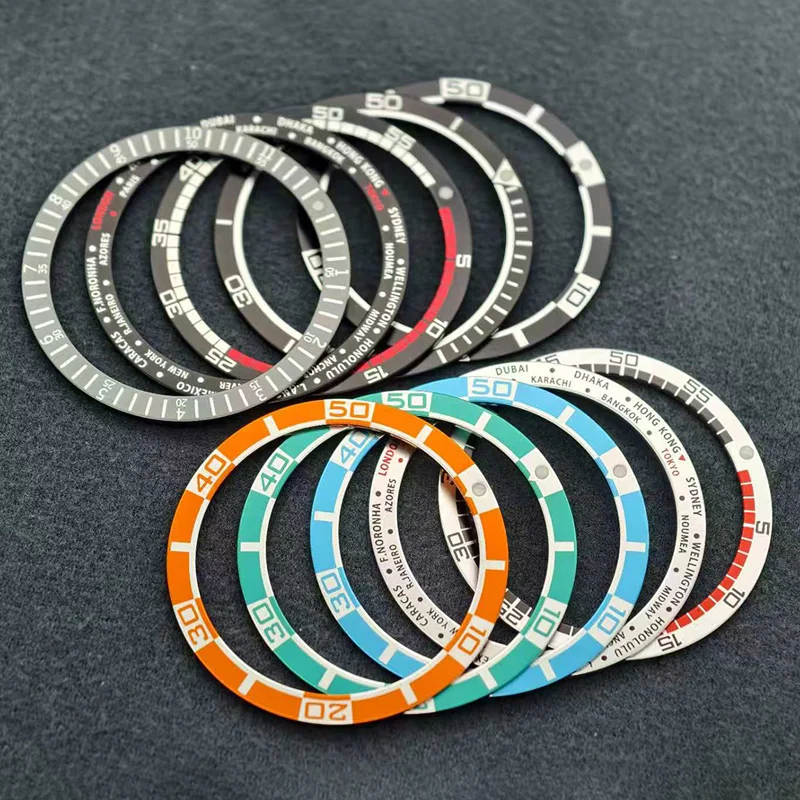 38x31.5mm Piatto In Alluminio Orologio Lunetta Inserto Anello Adatto Per SKX007 SKX009 SRPD NH35 NH36 Cassa Dell'orologio Orologio Da Uomo Orologio Refit Parti