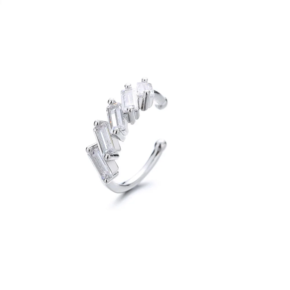 1PC Irregular Square Zircon Ear Clip Earring for Women Fashion Simple Earring Stack No Piercing Ear Cuff Jewelry Christmas Gift