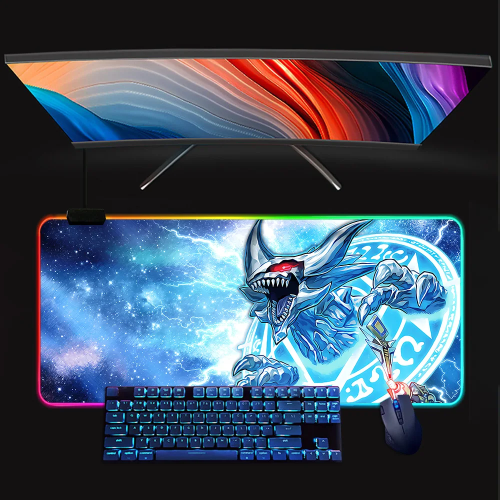 Gioco Yu Gi Oh RGB Pc Gamer tastiera Mouse Pad Mousepad LED incandescente Mouse Mats gomma Gaming Computer Mausepad