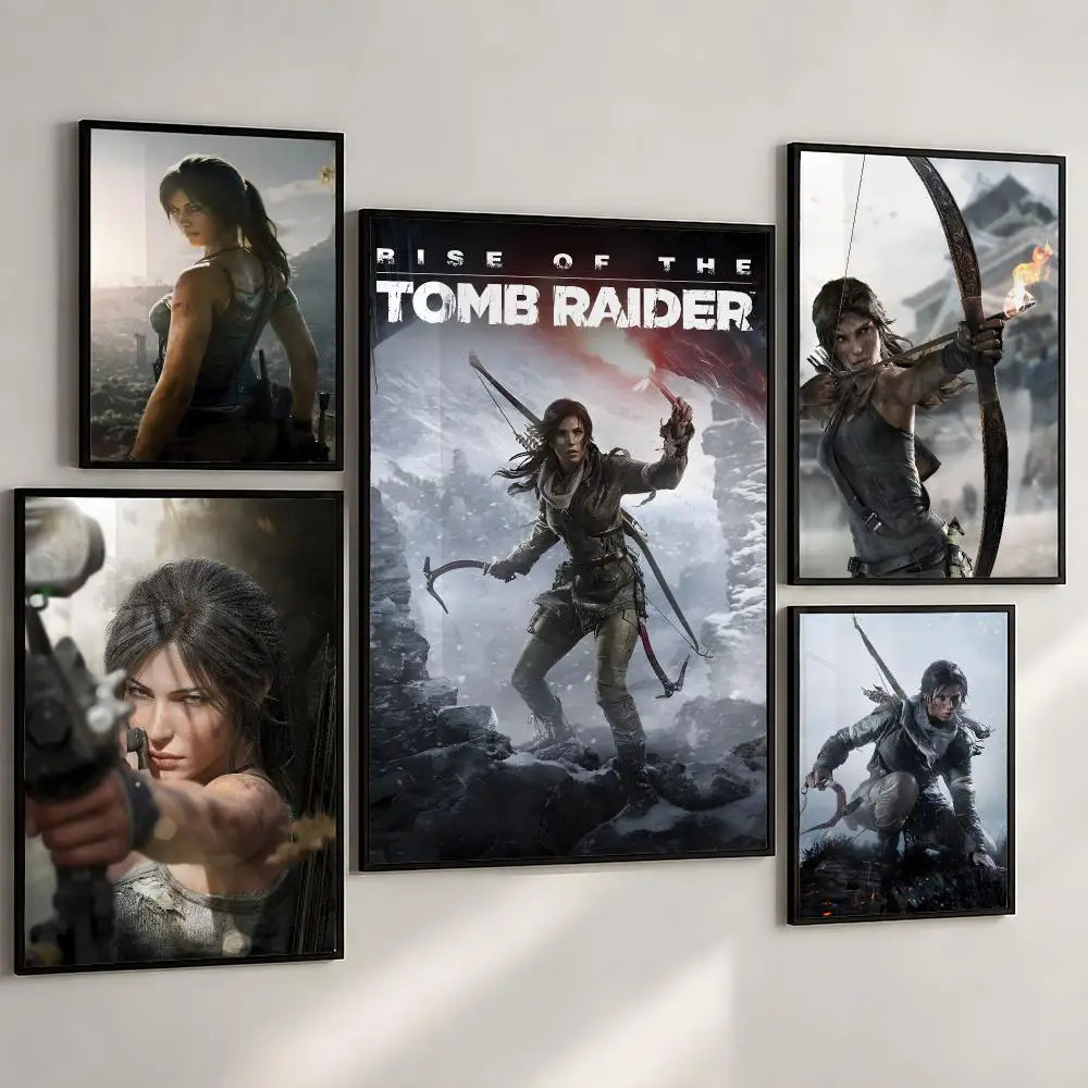 Game Tomb Raider Lara Croft Poster PP Wall Art Print Removable Water-Resistant Home Decor For Bedroom Apartment Gift