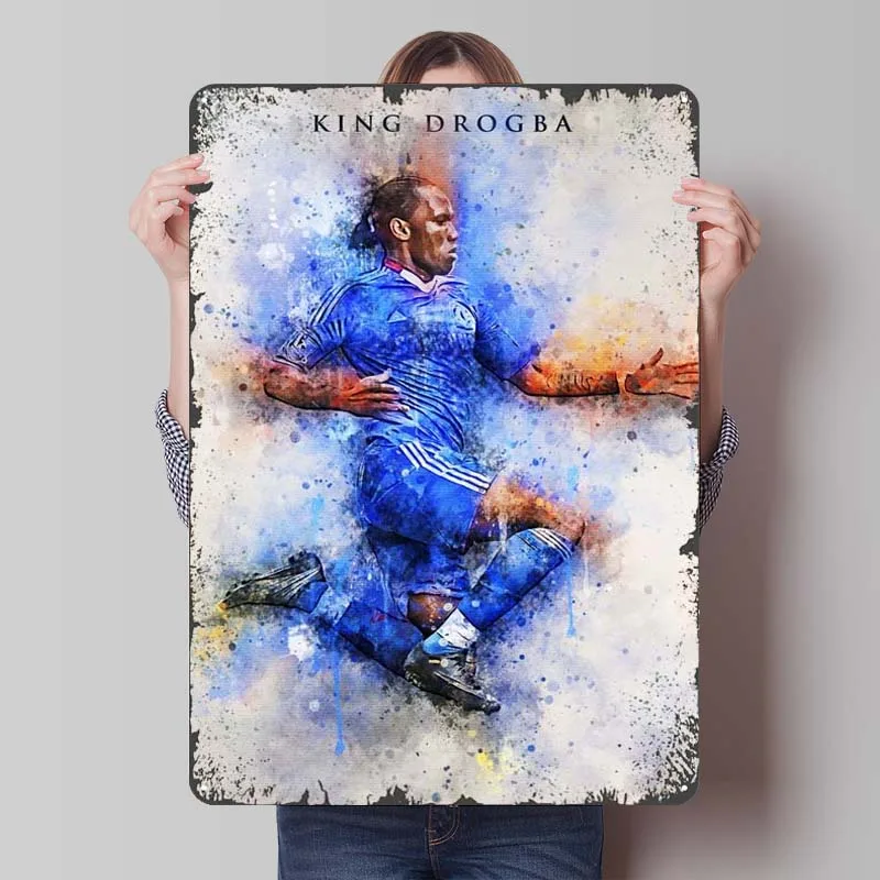 King Drogba Metal Sign Customizable Sports Poster Home Living Room Decoration Aesthetic Wall Art Mural Vintage Home Decor Items