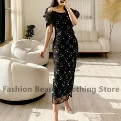 Exquisite Lace Party Gown Off The Shoulder Mermaid Strapless Saudi Arabia Women Tea-Length Vestido De Fiesta Elegante Para Mujer