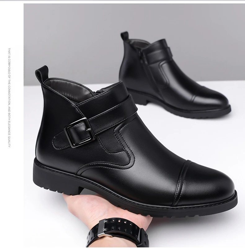 Luxuriöse Business-Herren-Lederstiefel Modische Schnallen-Lederstiefel Elegante Herbst-Neuheit Vielseitige Knöchelstiefel – Detail 14
