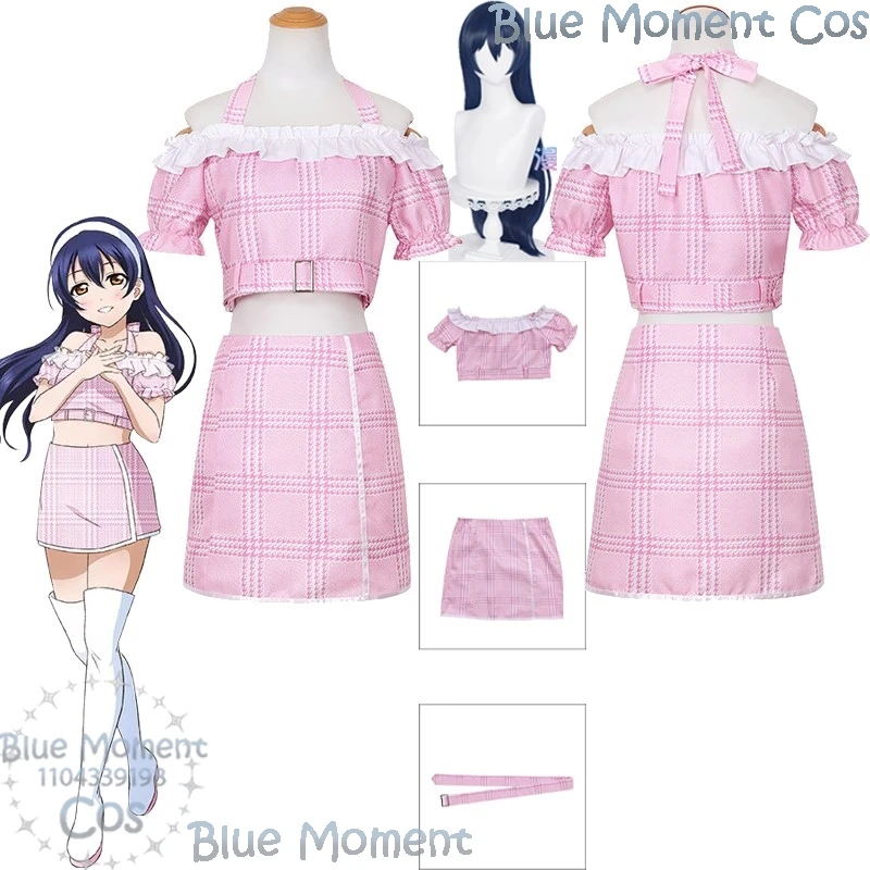Sonoda Umi Love Live Аниме Игра Косплей Костюм Розовое Платье Топ Юбка Синий Парик Милая Девушка Женский Костюм Для Хэллоуина по индивидуальному заказу