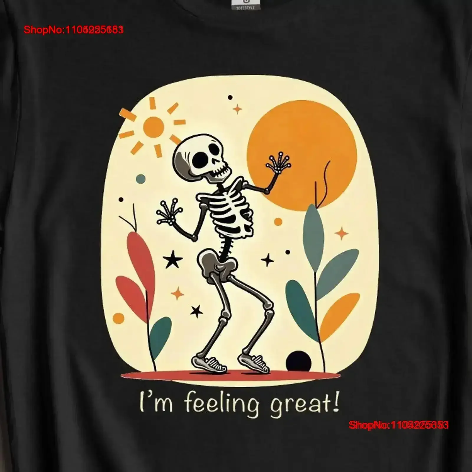 

I'm Feeling Great Skeleton Inspired Halloween Dance T shirt Softstyle vintage Washed designer clothes Comfortable homme Casual