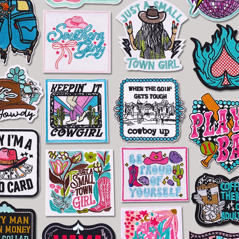 

NEW Patch DIY Cowgirl Cowboy Embroidery Patches Iron On Patches For Clothing Cartoon/Letter Patch Hast Jeans Embroidered Badges