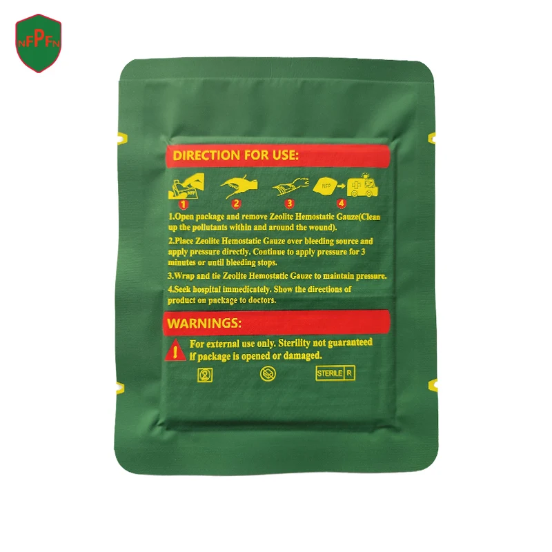 TCCC Tactical Zeolite Hemostatic Gauze Emergency Outdoor Binding Fixed Bandage First Aid Kit Medical Wound Dressing