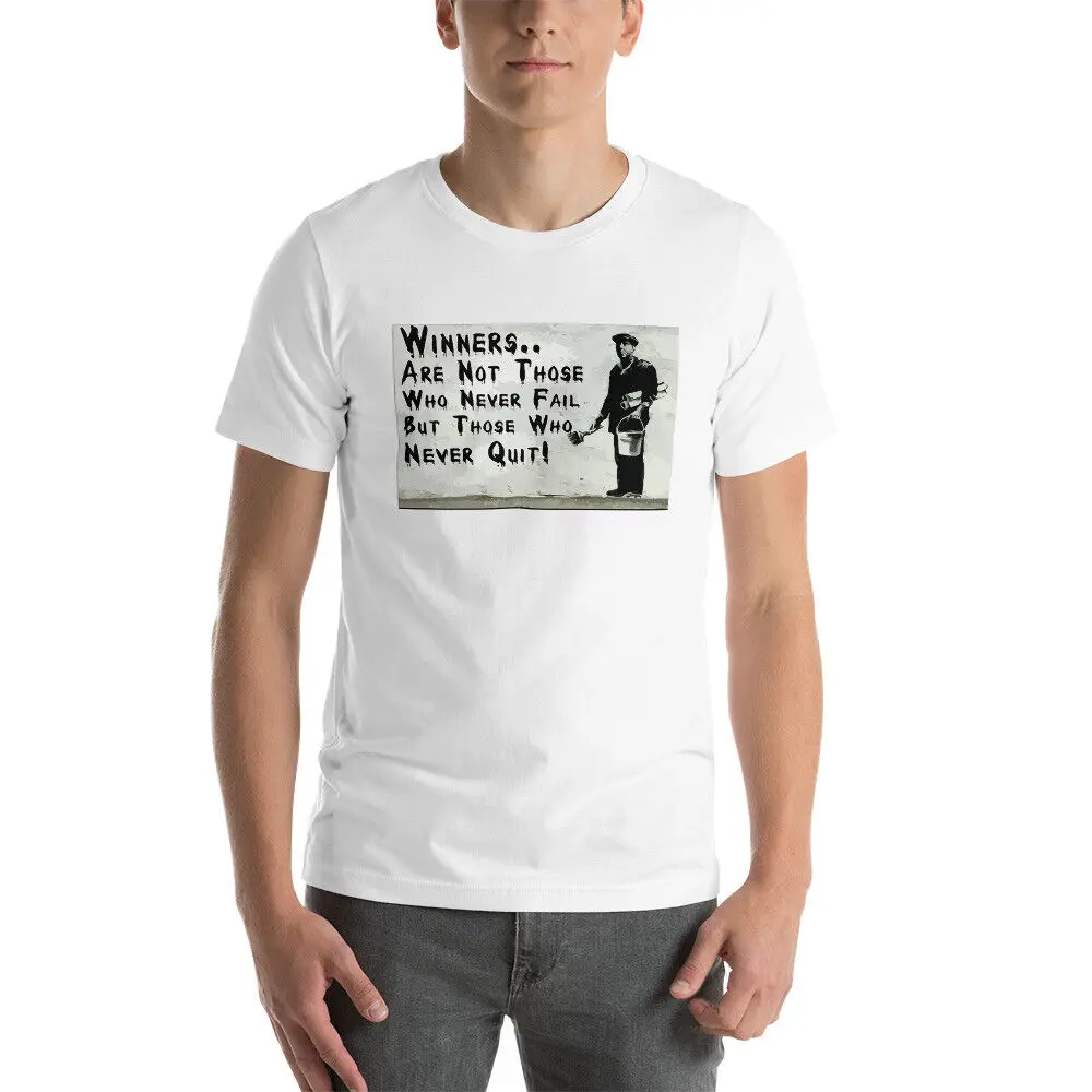 Banksy T shirt Winners Never Quit Graffiti Premium