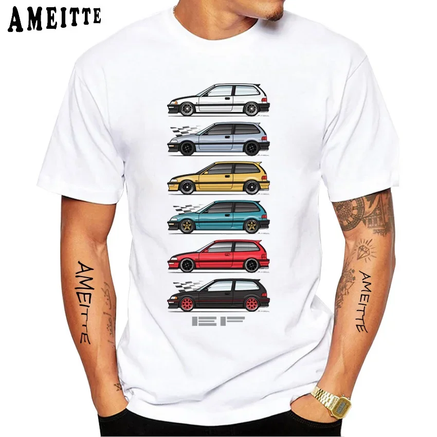 

Retro Civic EF Evolution T-Shirt New Summer Men Short Sleeve JDM Legend NSX Car Sport T shirts Hip Hop Boy Casual White Tees