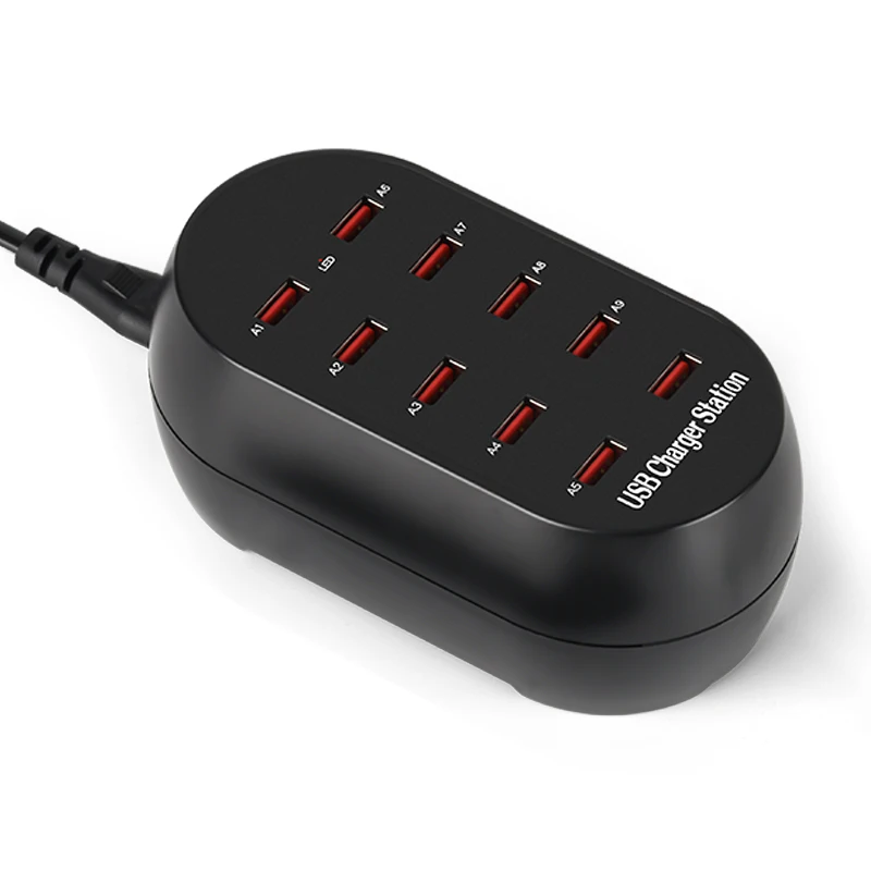 

50W 10-port USB charging hub with portable smart charging protection for Apple Huawei Xiaomi Samsung and other USB devices