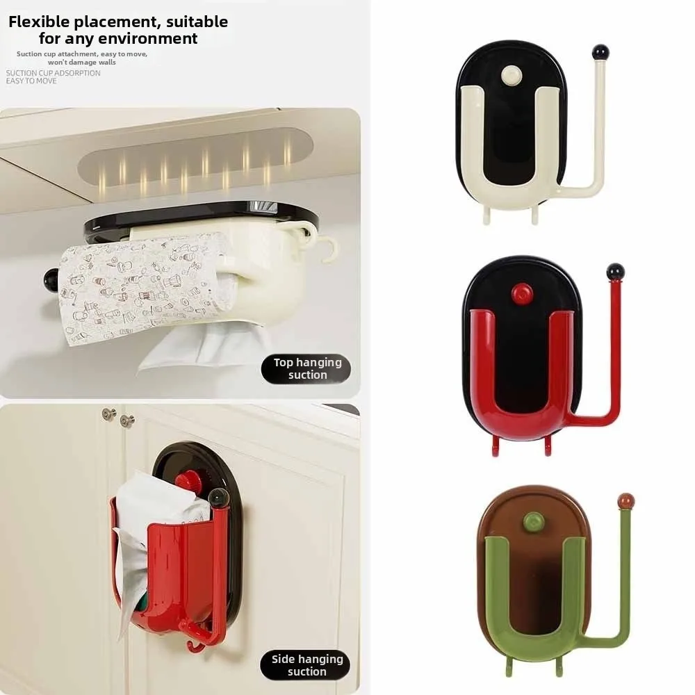 

Многофункциональный держатель для бумажных полотенец из пластика с присоской, органайзер для салфеток, экономия места, дизайн 2-в-1, настенный держатель