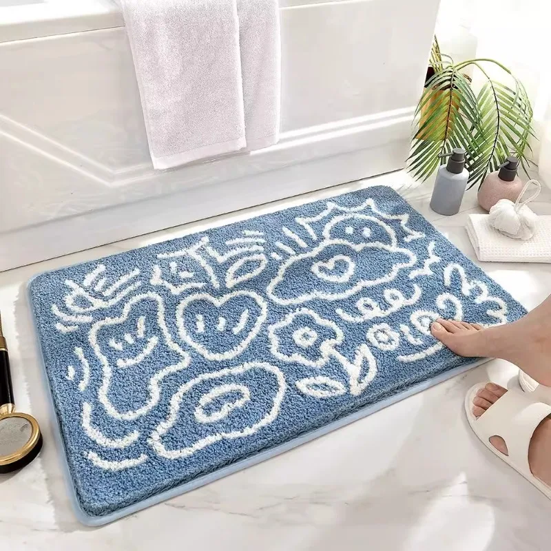 

Simple ins wind flocking bathroom absorbent floor mat, household bathroom floor mat, thickened non-slip mat at the door