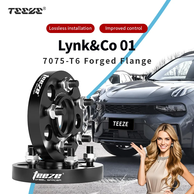 

Teeze 2/4pcs 5x108 CB 63.4 M14 x 1.5 Hub Centric Black Forged wheel spacer For Lynk&Co 01 Flange Plate15/20/25/30/35mm