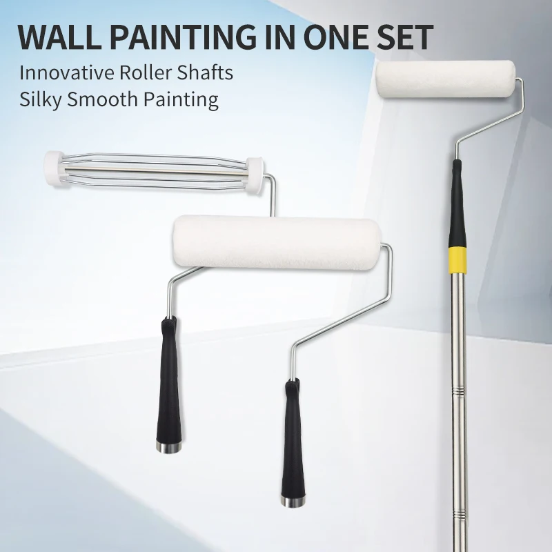 

Сверхмощный набор малярных валиков 18 дюймов с большим лотком и удлинителем — гладкая плюшевая втулка 9 мм для покраски стен, регулируемая рамка