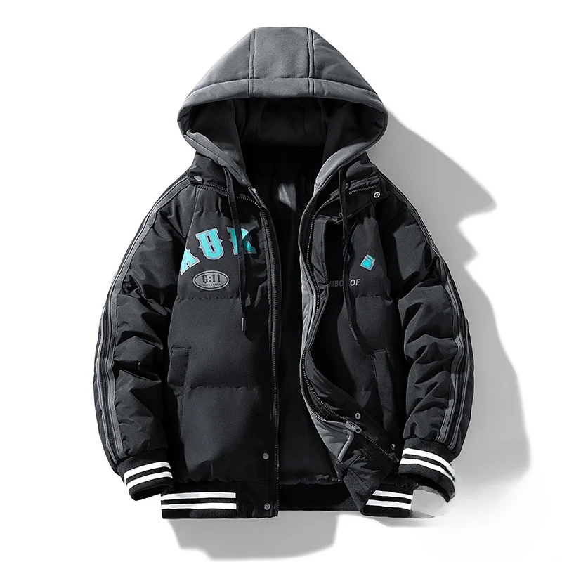 

Зимняя утепленная мужская куртка с капюшоном, свободного кроя, модная, теплая, с наполнителем из полиэстера, молодежная, популярная, повседневный стиль, на молнии