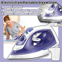 Electric Iron Portable Steam Iron, 2400W Powerful Steam Function, Non-stick Stainless Steel Soleplate,350ml Water Tank