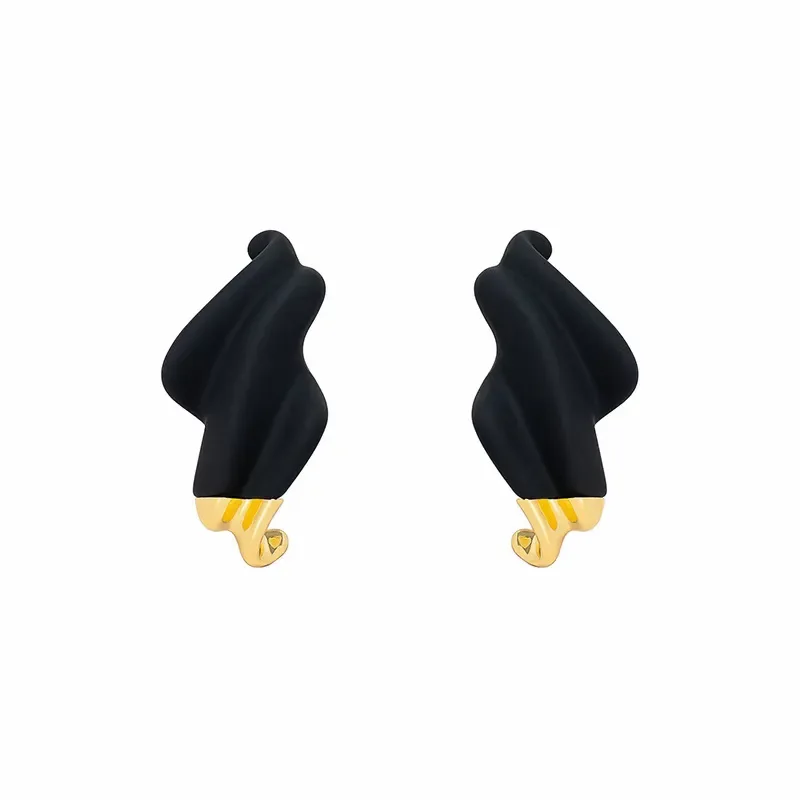 Black creative personality line earrings women's fashion niche design earrings high-end temperament resin earrings
