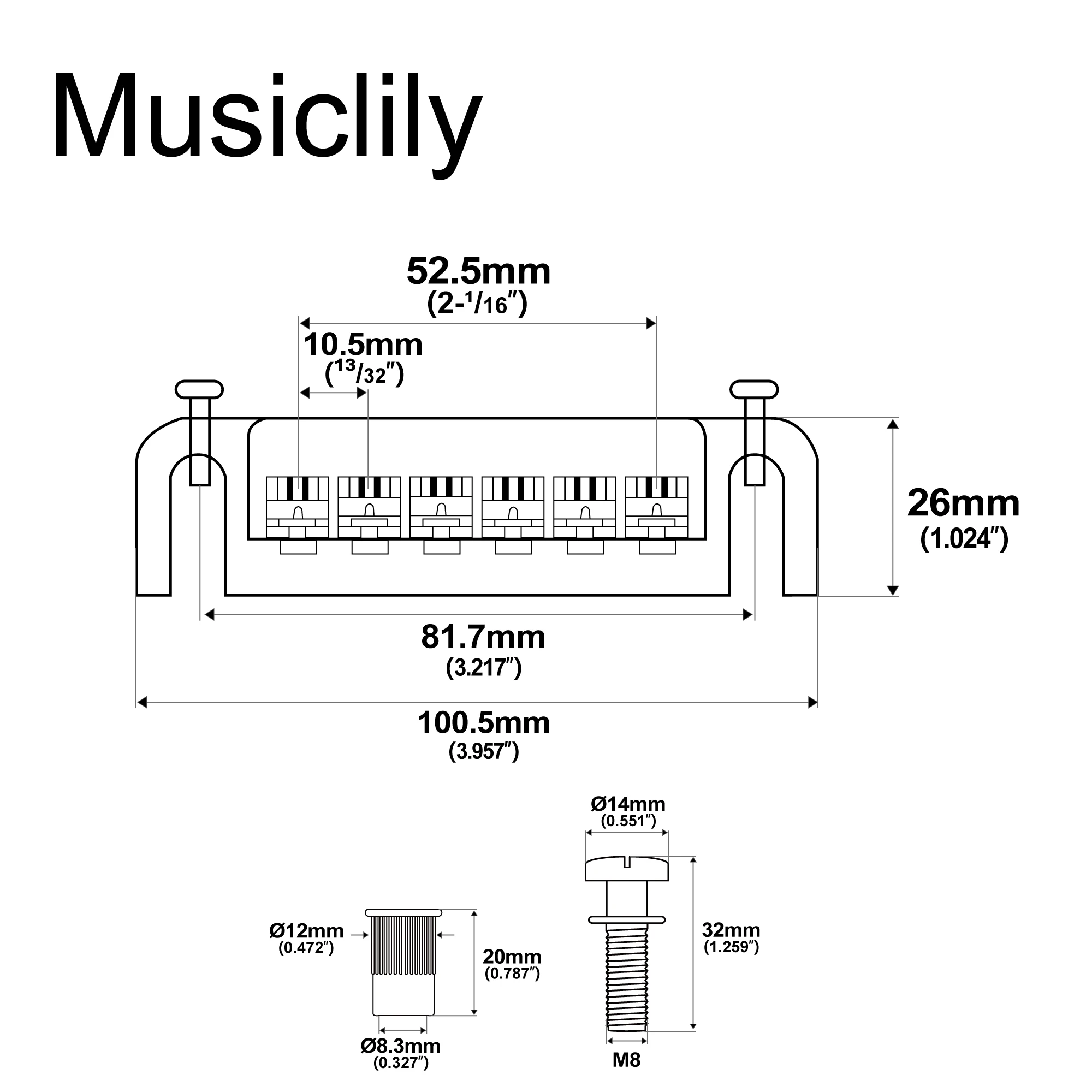 Musiclily Pro 52.5mm Badass Style Adjustable Wraparound Bridge Tailpiece for Epiphone Les Paul Junior LP SG Style Guitar,Nickel