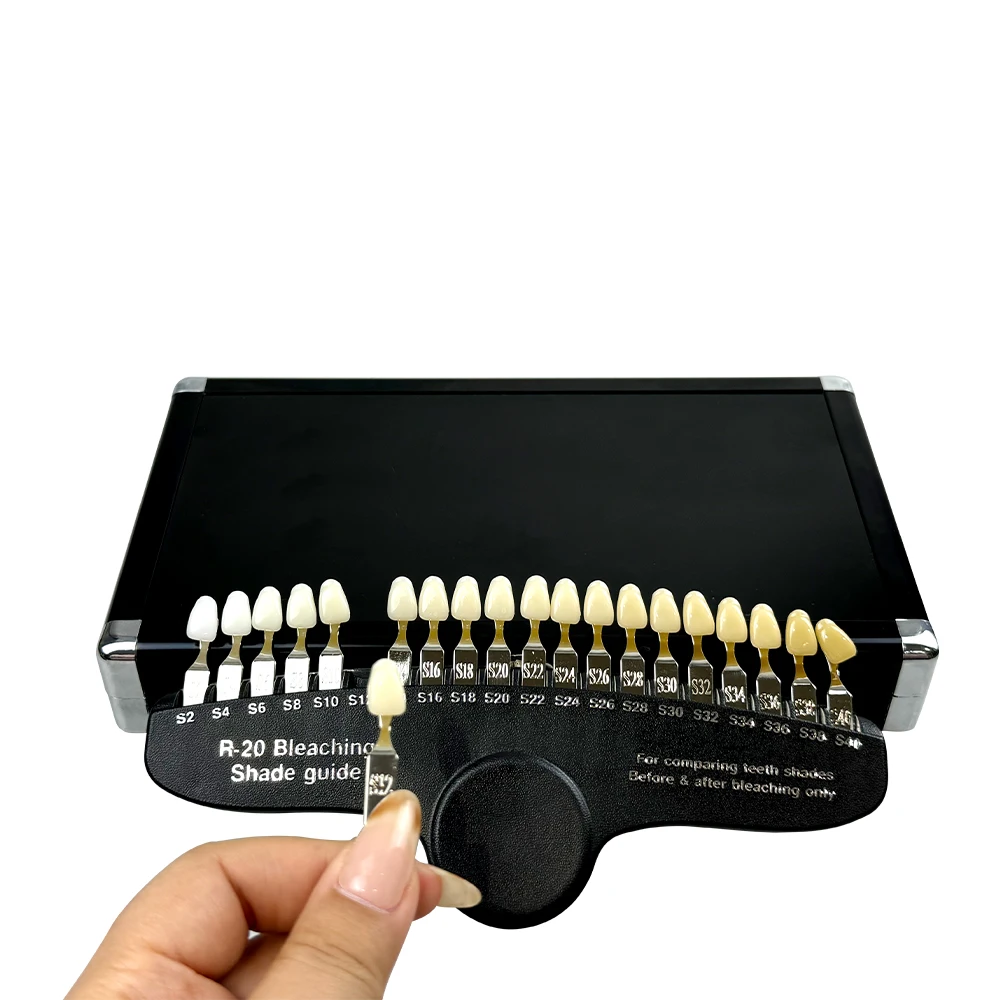 

Dental 3D Shade Guide Chart Board Color Comparator with Mirror Teeth White Bleaching Dental Plate 20 Colors